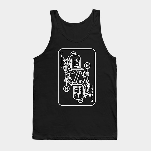 Pisces Zodiac horoscope line art playing card style Tank Top by Shankara